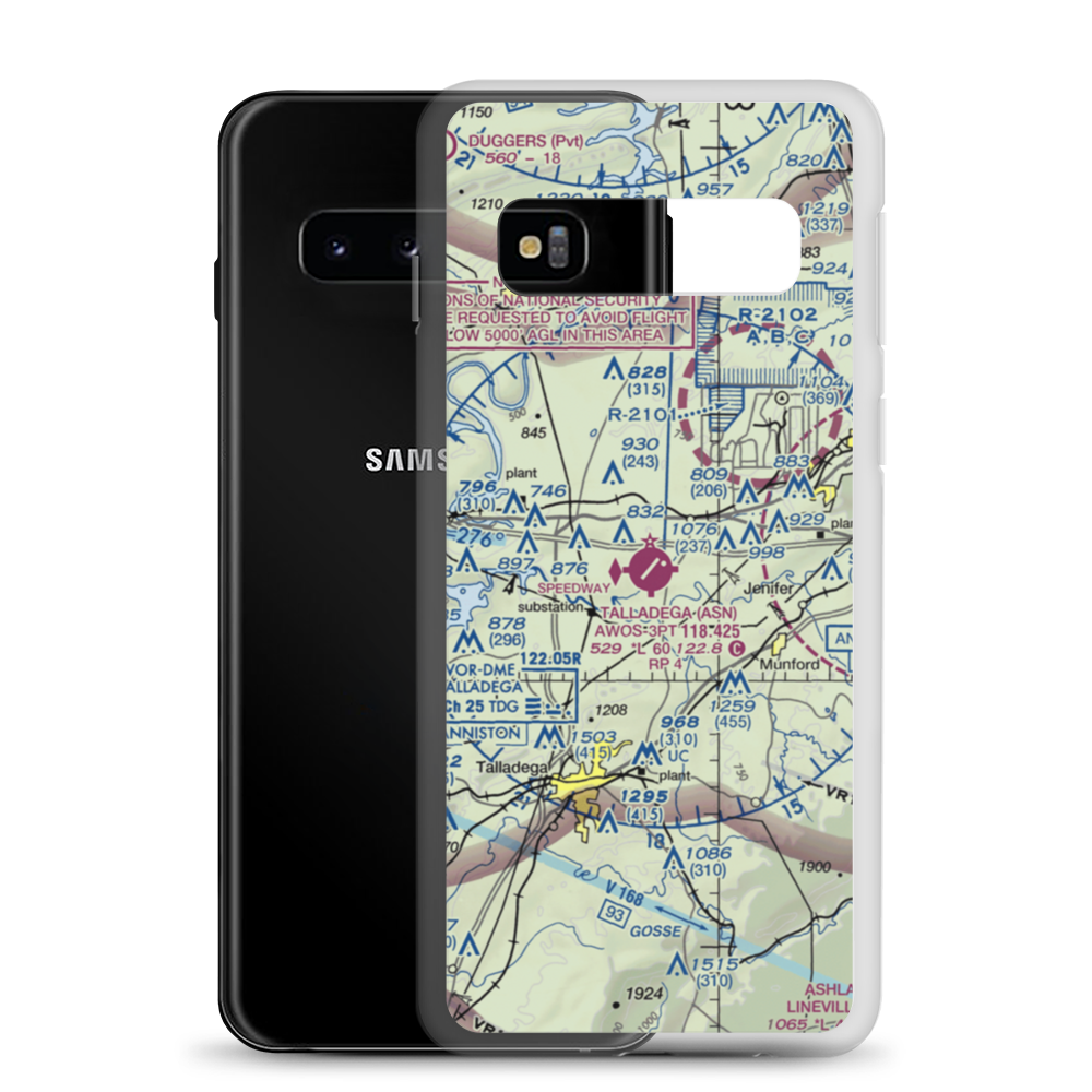 Talladega Municipal Airport (ASN) VFR Sectional Samsung Case Samsung Galaxy S10 model shown