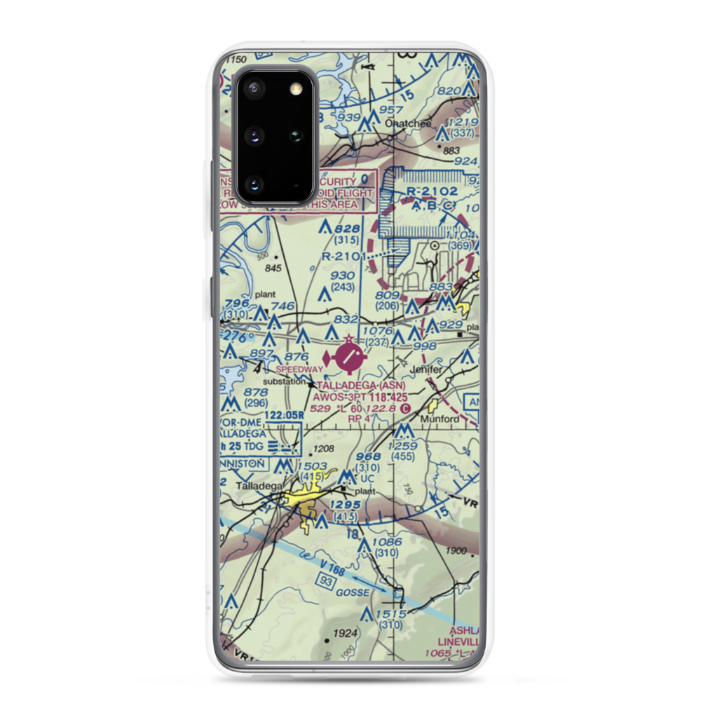 Talladega Municipal Airport (ASN) VFR Sectional Samsung Case Samsung Galaxy S20 Plus model shown