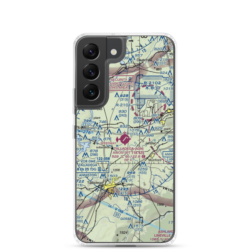 Talladega Municipal Airport (ASN) VFR Sectional Samsung Case Samsung Galaxy S22 model shown