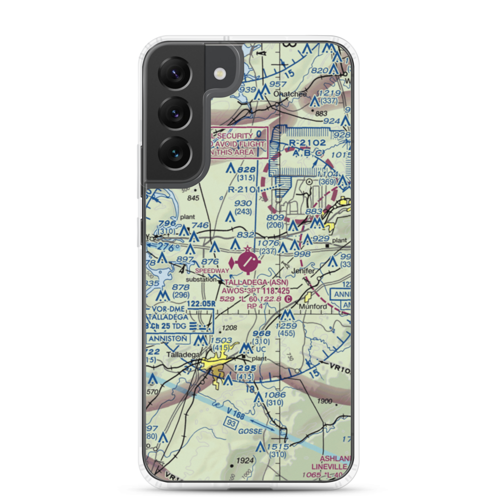 Talladega Municipal Airport (ASN) VFR Sectional Samsung Case Samsung Galaxy S22 Plus model shown