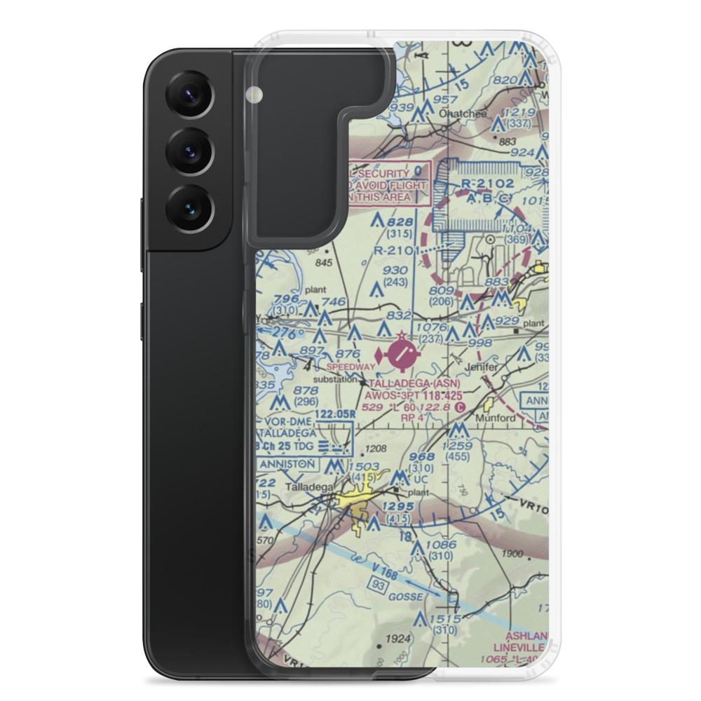 Talladega Municipal Airport (ASN) VFR Sectional Samsung Case Samsung Galaxy S22 Plus model shown