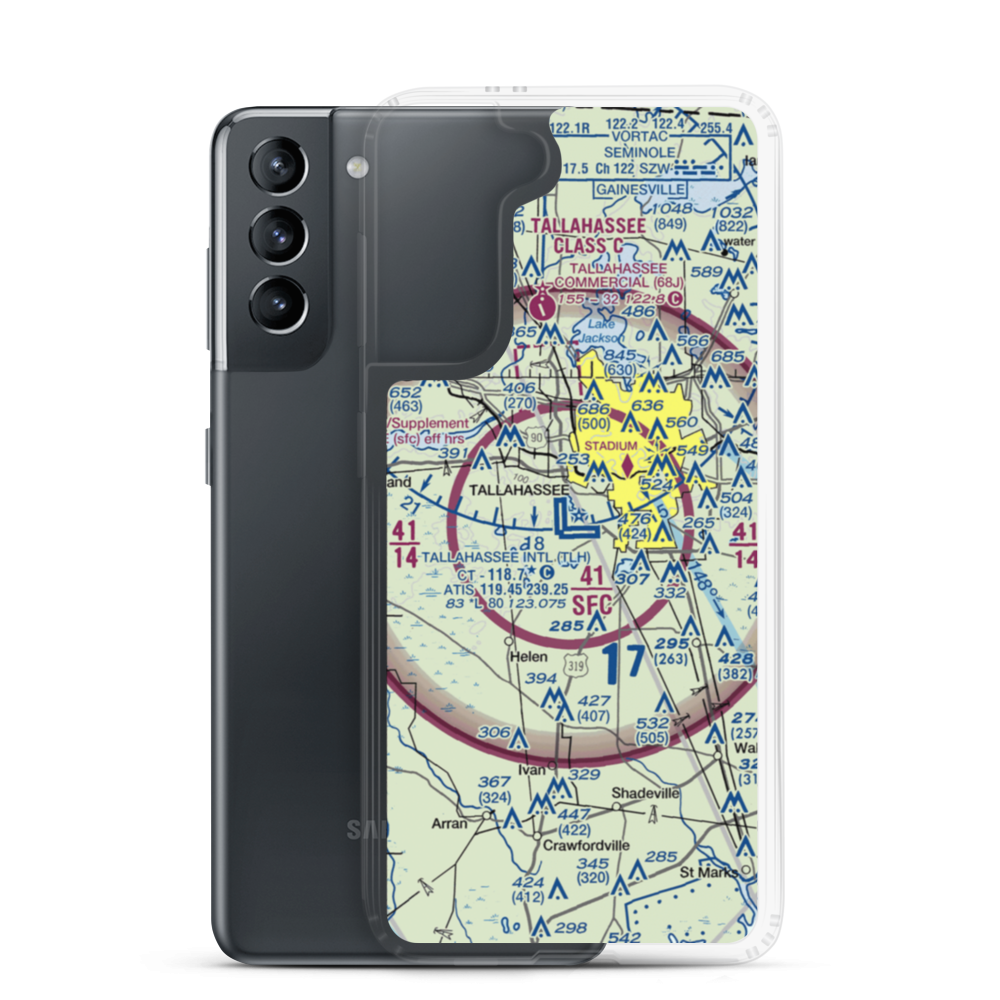 Tallahassee Regional Airport (TLH) VFR Sectional Samsung Case Samsung Galaxy S21 model shown