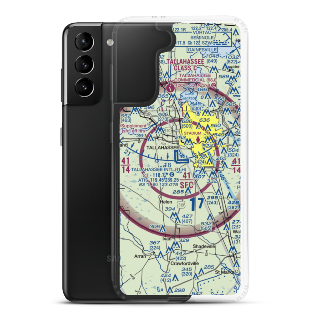 Tallahassee Regional Airport (TLH) VFR Sectional Samsung Case Samsung Galaxy S21 Plus model shown