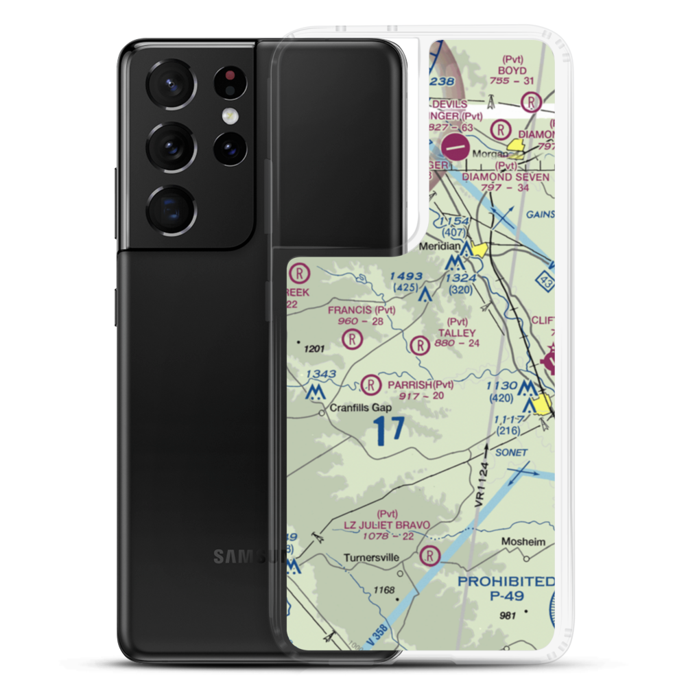 Talley Airport (TX48) VFR Sectional Samsung Case Samsung Galaxy S21 Ultra model shown