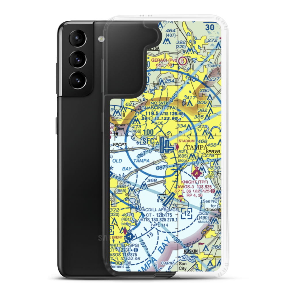 Tampa International Airport (TPA) VFR Sectional Samsung Case Samsung Galaxy S21 Plus model shown