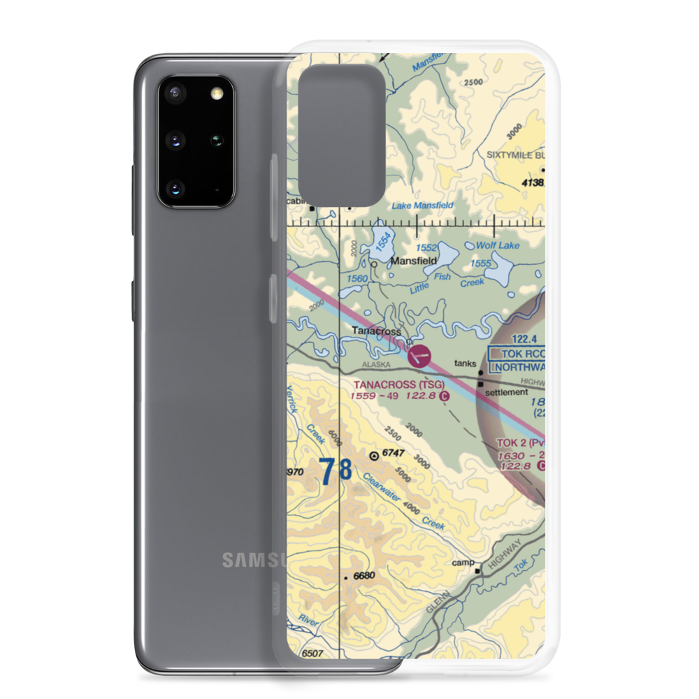 Tanacross Airport (TSG) VFR Sectional Samsung Case Samsung Galaxy S20 Plus model shown