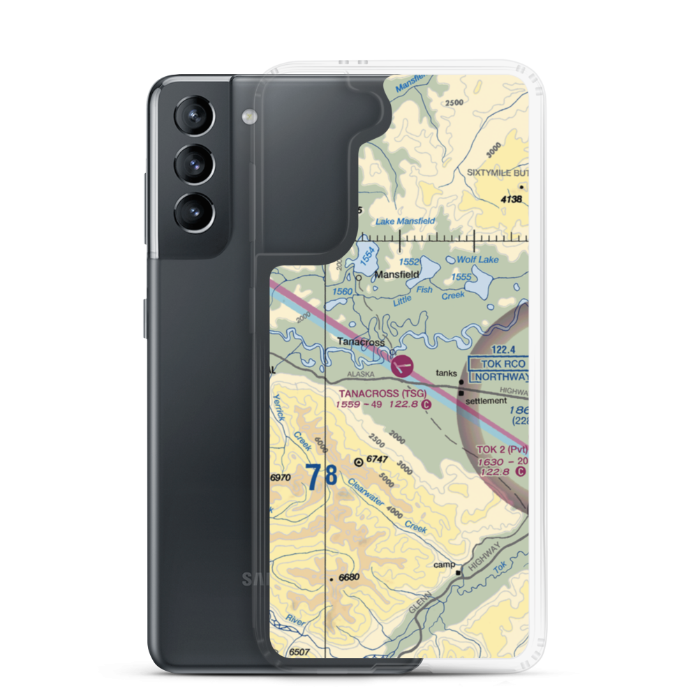 Tanacross Airport (TSG) VFR Sectional Samsung Case Samsung Galaxy S21 model shown
