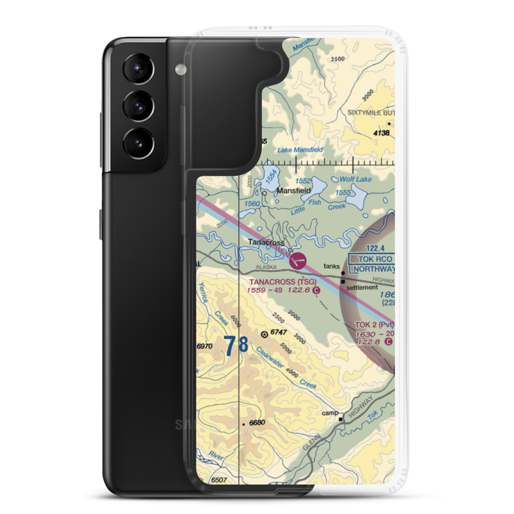 Tanacross Airport (TSG) VFR Sectional Samsung Case Samsung Galaxy S21 Plus model shown