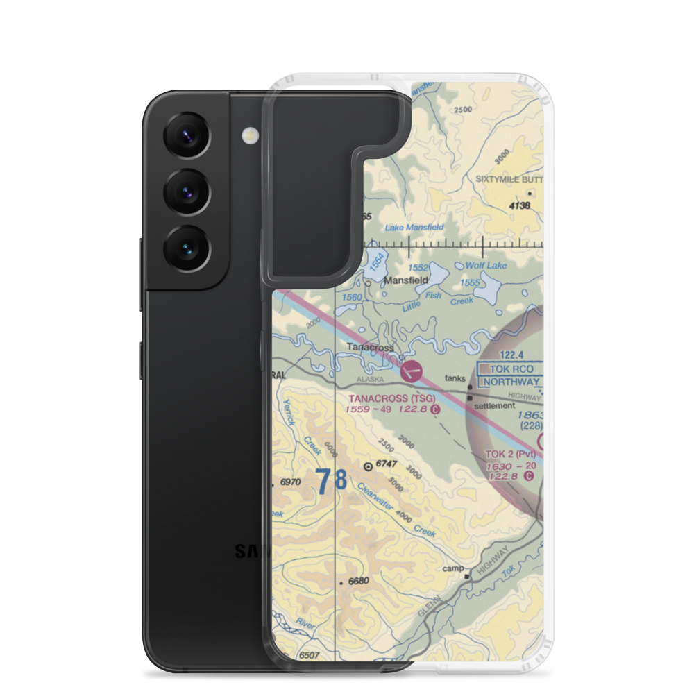 Tanacross Airport (TSG) VFR Sectional Samsung Case Samsung Galaxy S22 model shown