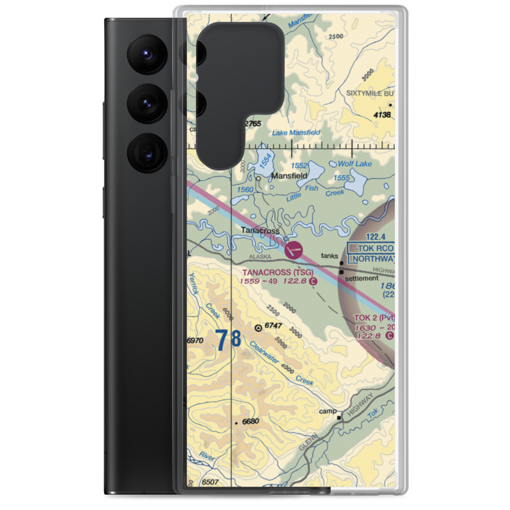 Tanacross Airport (TSG) VFR Sectional Samsung Case Samsung Galaxy S22 Ultra model shown