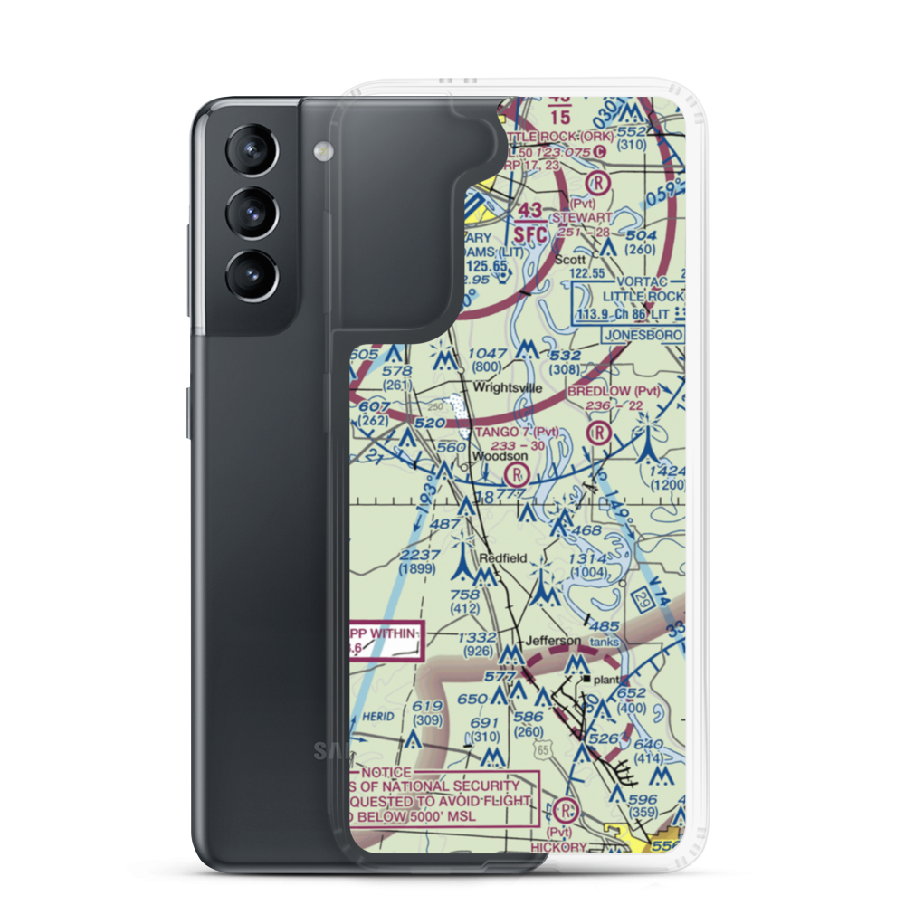 Tango 7 Airport (9AR4) VFR Sectional Samsung Case Samsung Galaxy S21 model shown