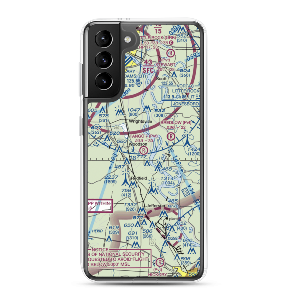 Tango 7 Airport (9AR4) VFR Sectional Samsung Case Samsung Galaxy S21 Plus model shown