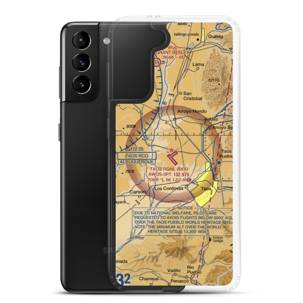 Taos Regional Airport (SKX) VFR Sectional Samsung Case Samsung Galaxy S21 Plus model shown