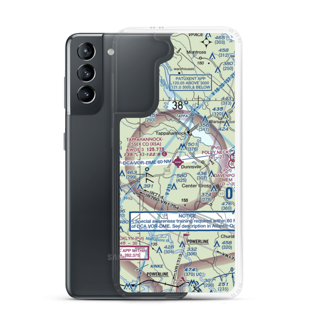 Tappahannock-Essex County Airport (XSA) VFR Sectional Samsung Case Samsung Galaxy S21 model shown