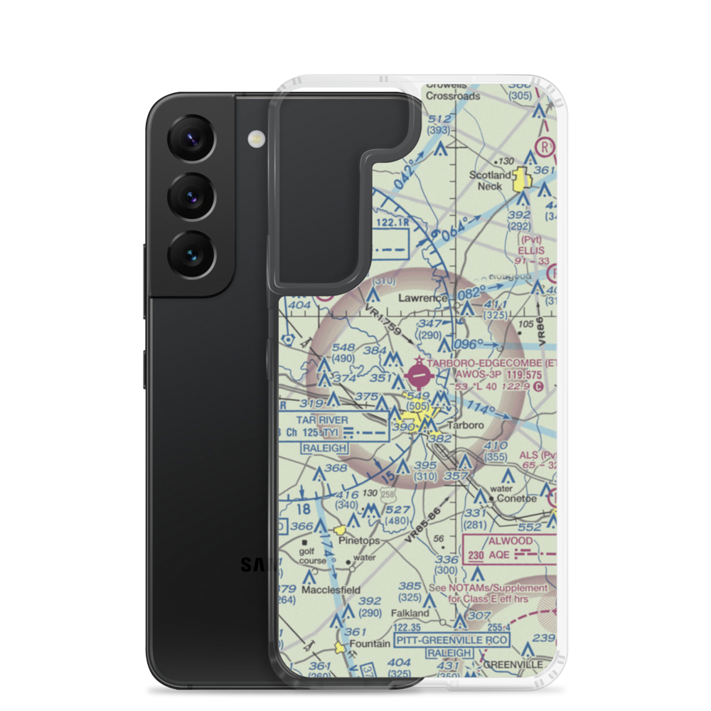 Tarboro Edgecombe Airport (ETC) VFR Sectional Samsung Case Samsung Galaxy S22 model shown