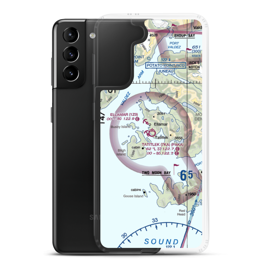 Tatitlek Airport (7KA) VFR Sectional Samsung Case Samsung Galaxy S21 Plus model shown