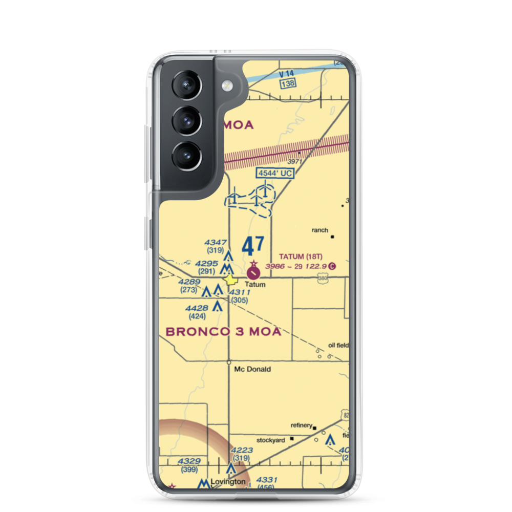 Tatum Airport (18T) VFR Sectional Samsung Case Samsung Galaxy S21 model shown