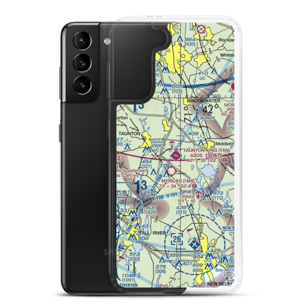 Taunton Municipal King Field (TAN) VFR Sectional Samsung Case Samsung Galaxy S21 Plus model shown