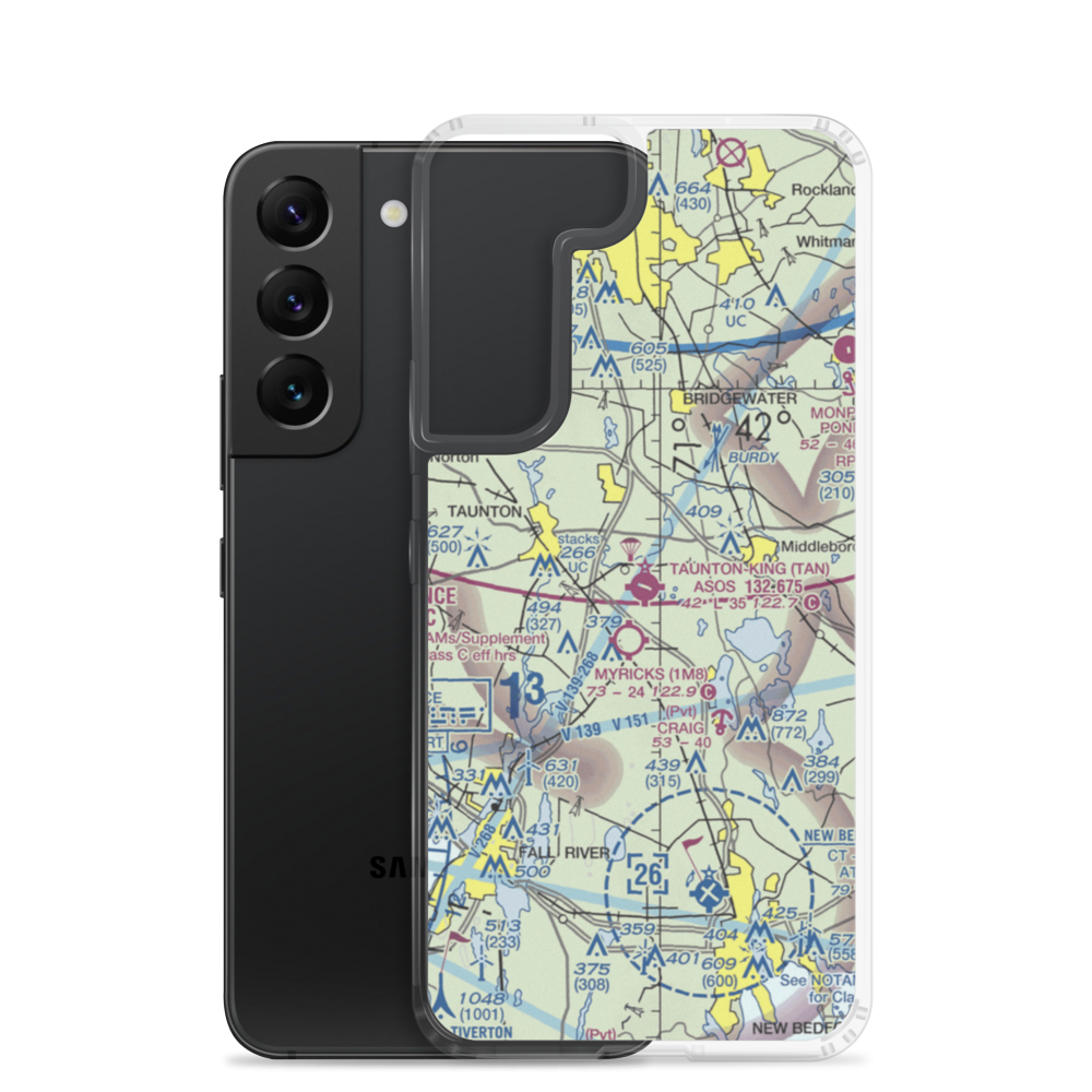 Taunton Municipal King Field (TAN) VFR Sectional Samsung Case Samsung Galaxy S22 model shown