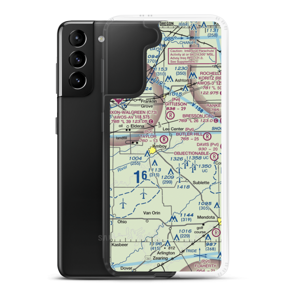 Taylor Airport (IL07) VFR Sectional Samsung Case Samsung Galaxy S21 Plus model shown