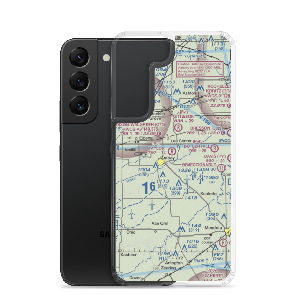 Taylor Airport (IL07) VFR Sectional Samsung Case Samsung Galaxy S22 model shown