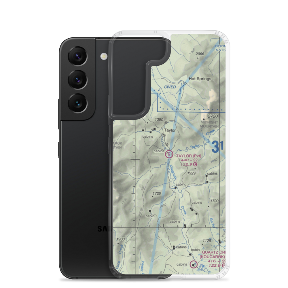 Taylor Airport (TWE) VFR Sectional Samsung Case Samsung Galaxy S22 model shown