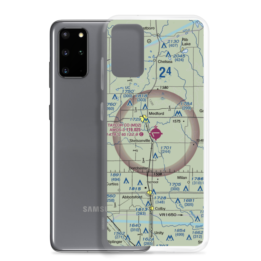 Taylor County Airport (MDZ) VFR Sectional Samsung Case Samsung Galaxy S20 Plus model shown