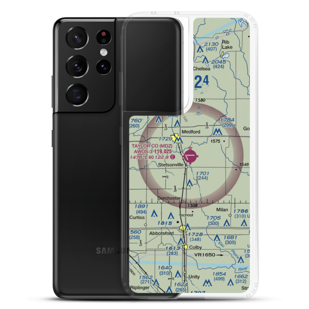 Taylor County Airport (MDZ) VFR Sectional Samsung Case Samsung Galaxy S21 Ultra model shown