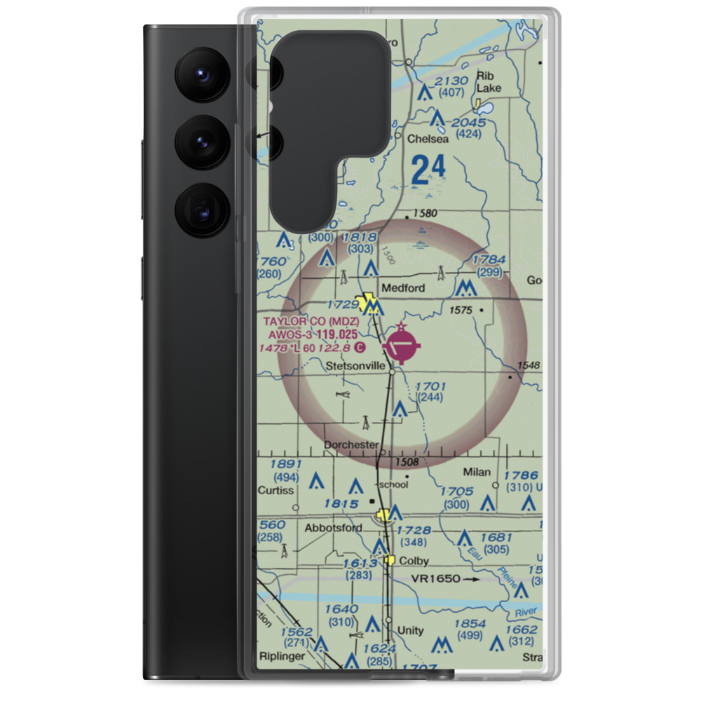 Taylor County Airport (MDZ) VFR Sectional Samsung Case Samsung Galaxy S22 Ultra model shown