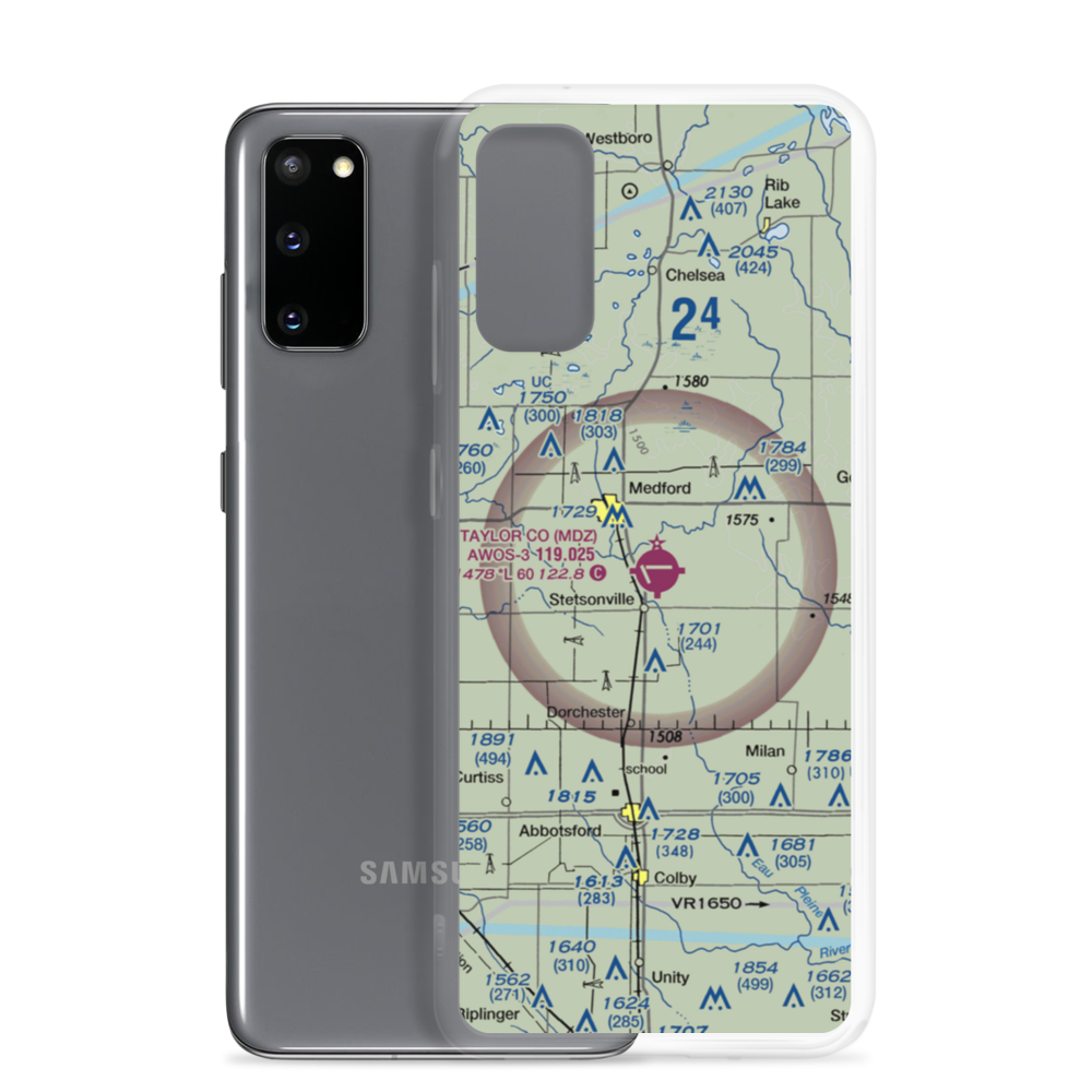 Taylor County Airport (MDZ) VFR Sectional Samsung Case Samsung Galaxy S20 model shown