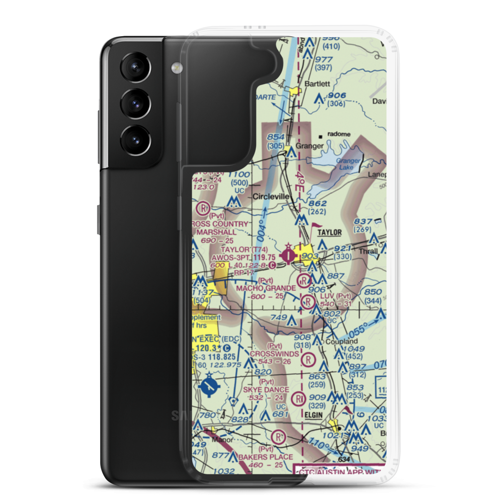 Taylor Municipal Airport (T74) VFR Sectional Samsung Case Samsung Galaxy S21 Plus model shown