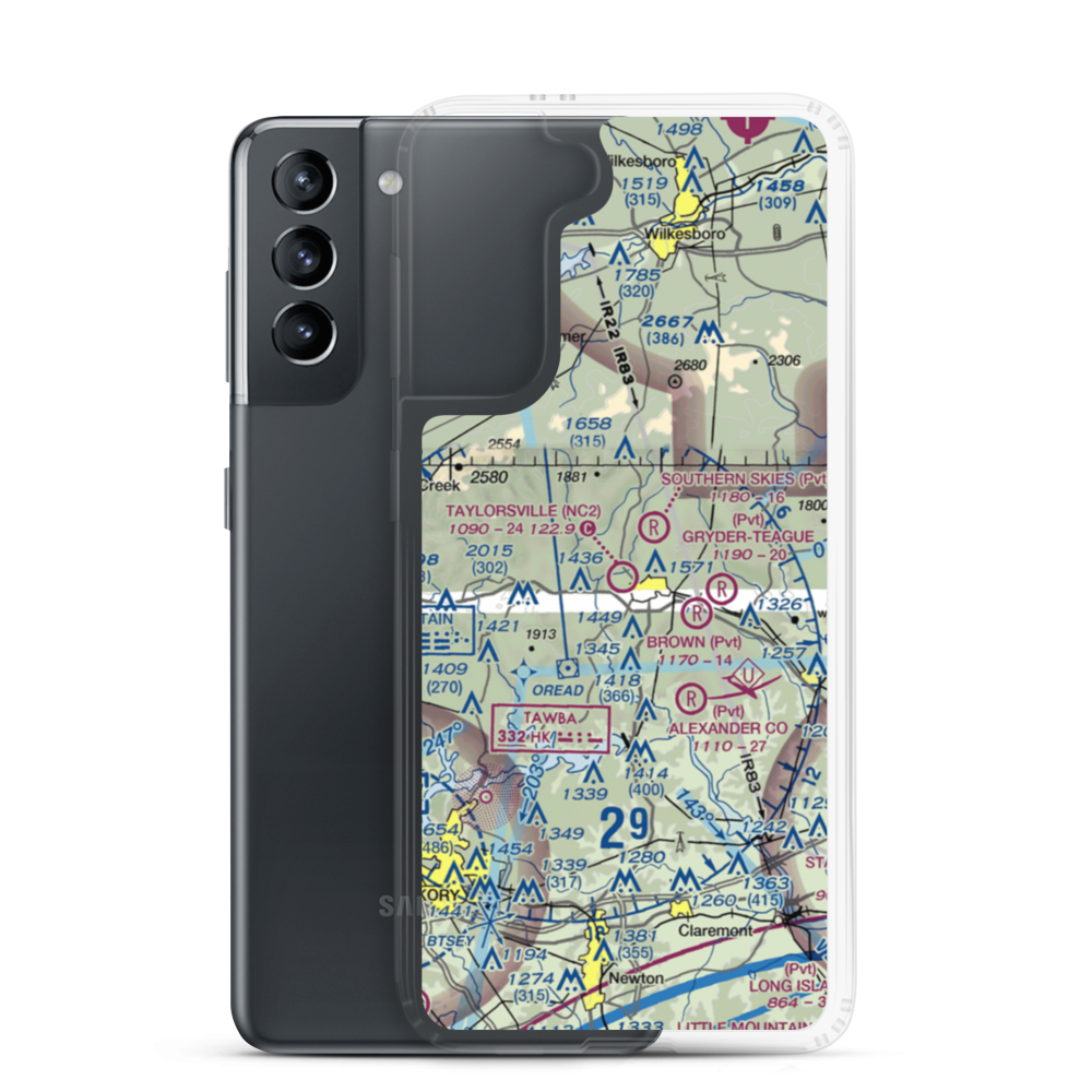 Taylorsville Airport (NC2) VFR Sectional Samsung Case Samsung Galaxy S21 model shown