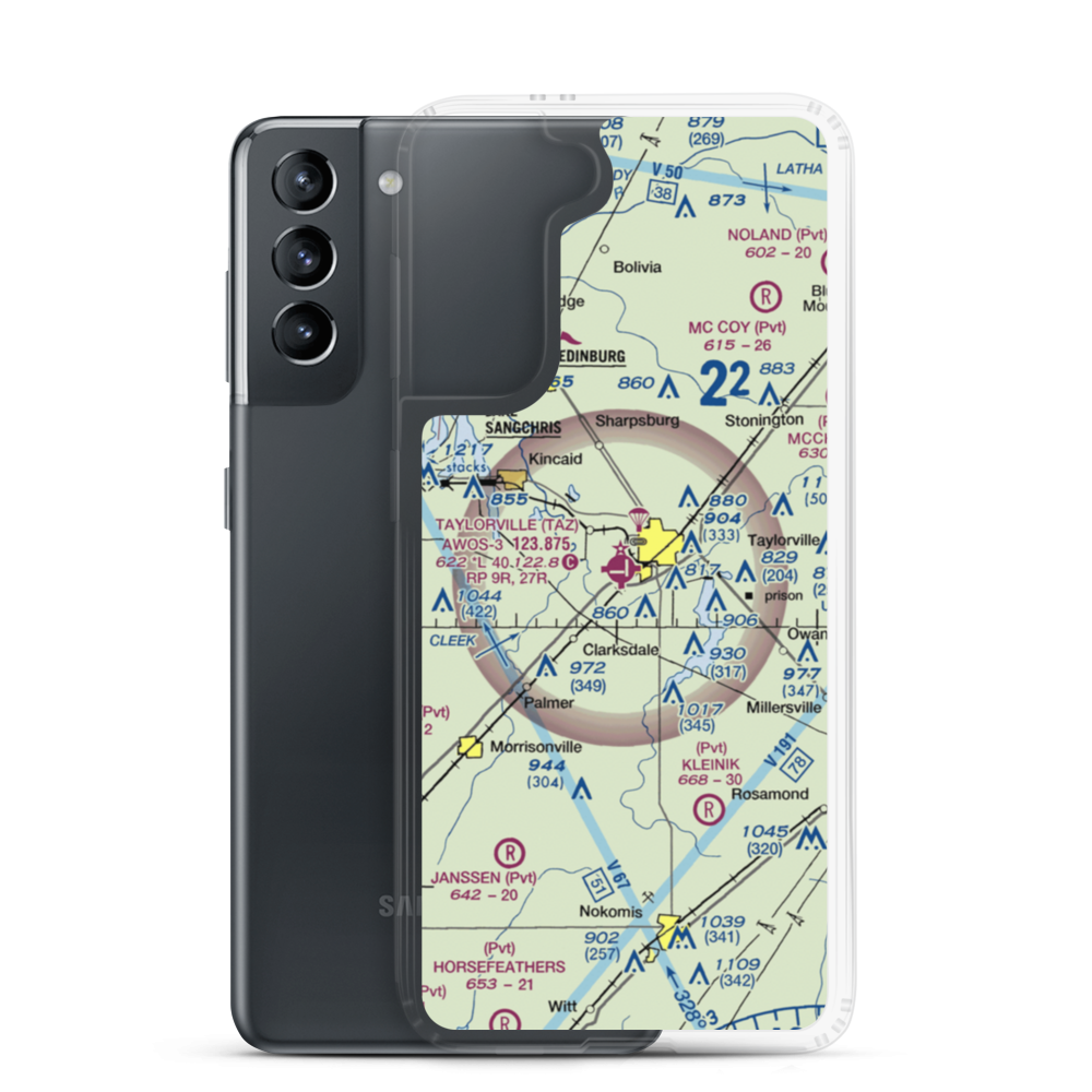 Taylorville Municipal Airport (TAZ) VFR Sectional Samsung Case Samsung Galaxy S21 model shown