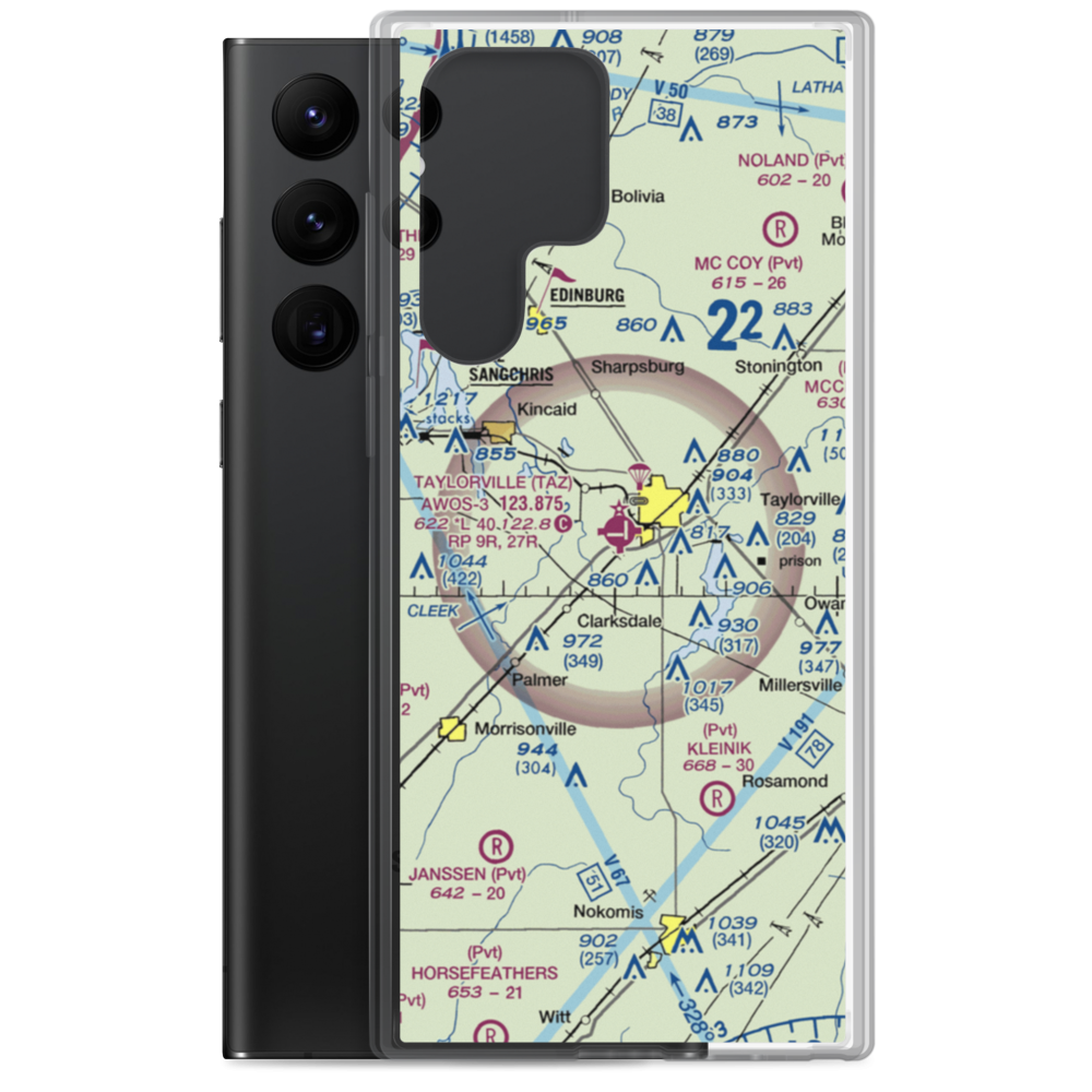 Taylorville Municipal Airport (TAZ) VFR Sectional Samsung Case Samsung Galaxy S22 Ultra model shown