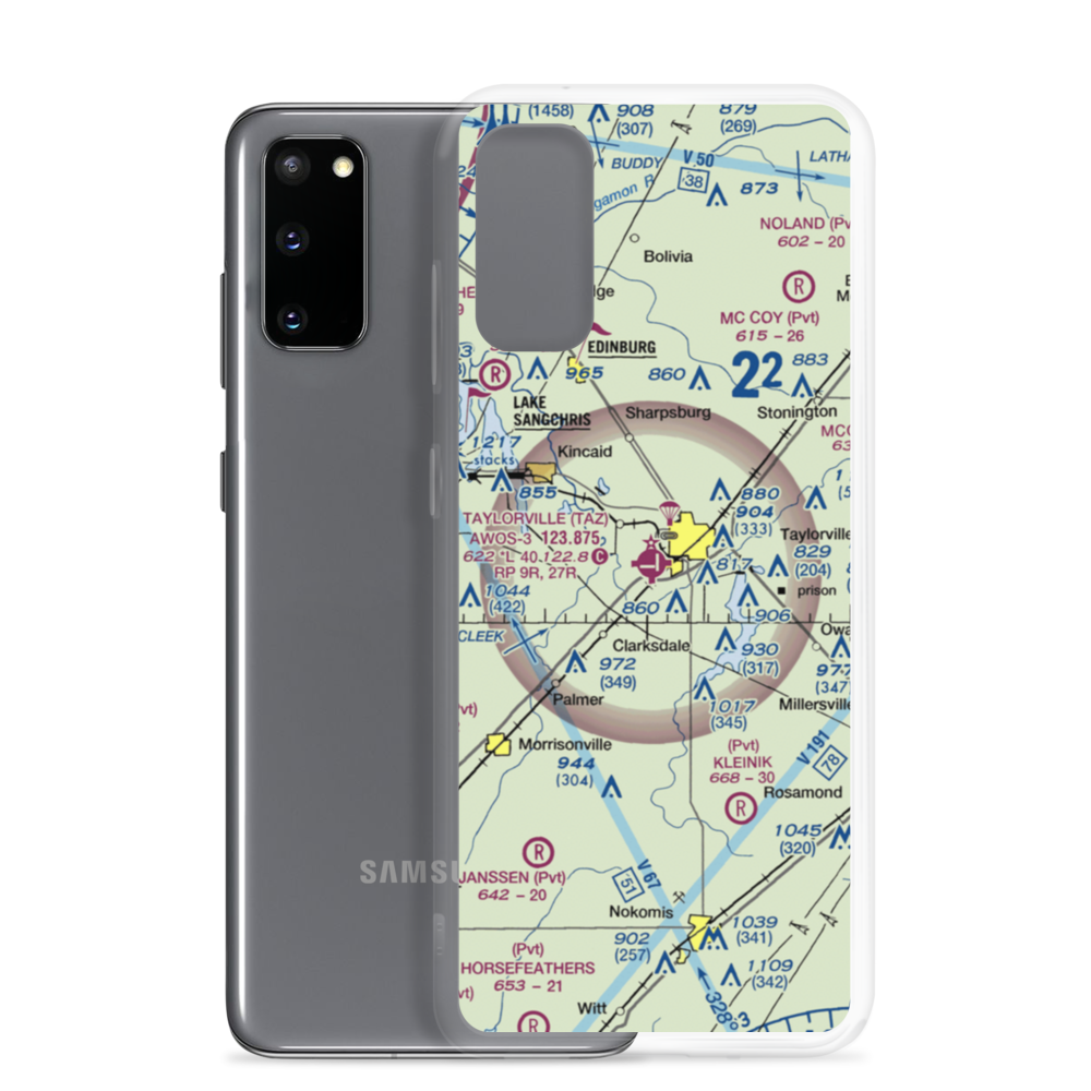 Taylorville Municipal Airport (TAZ) VFR Sectional Samsung Case Samsung Galaxy S20 model shown