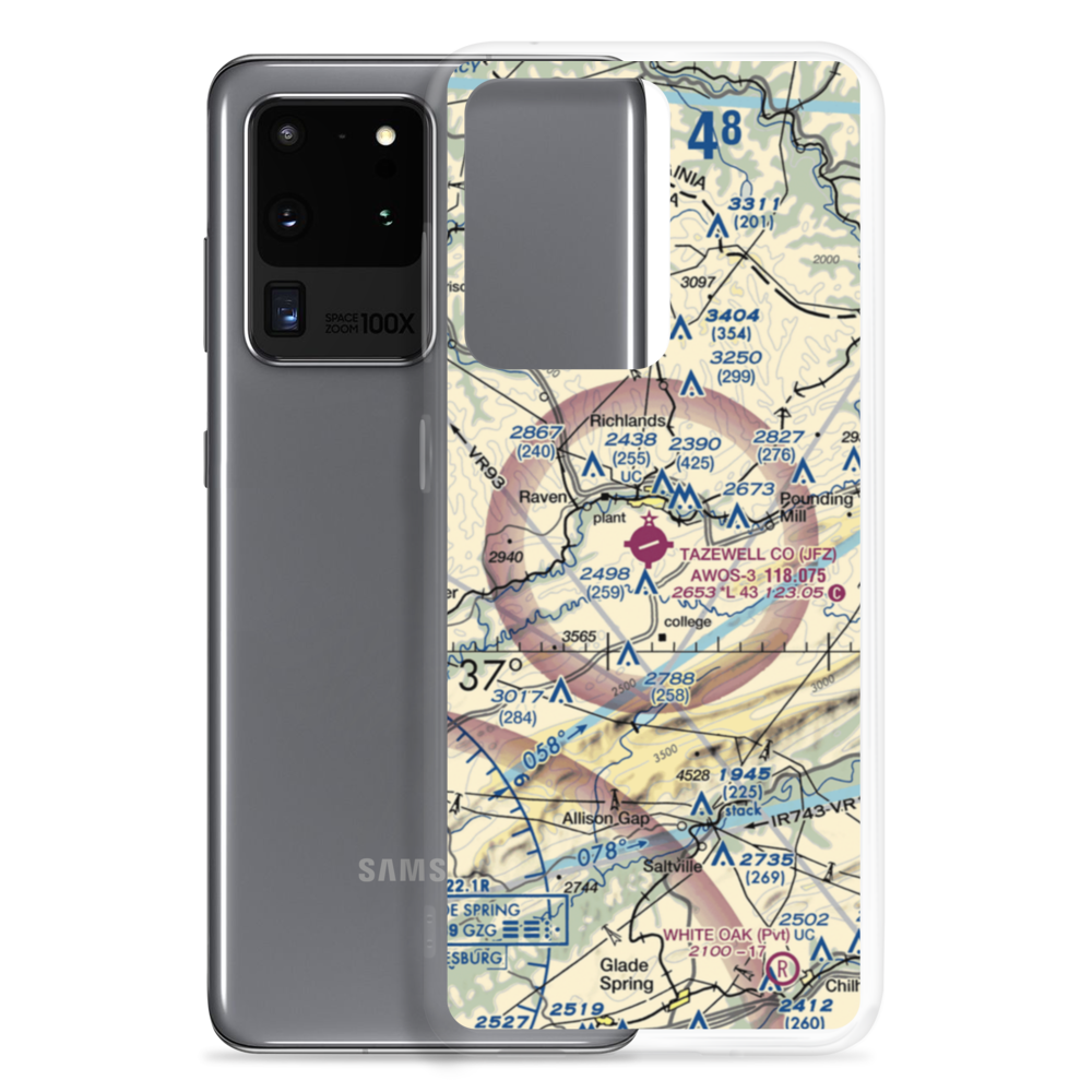 Tazewell County Airport (JFZ) VFR Sectional Samsung Case Samsung Galaxy S20 Ultra model shown