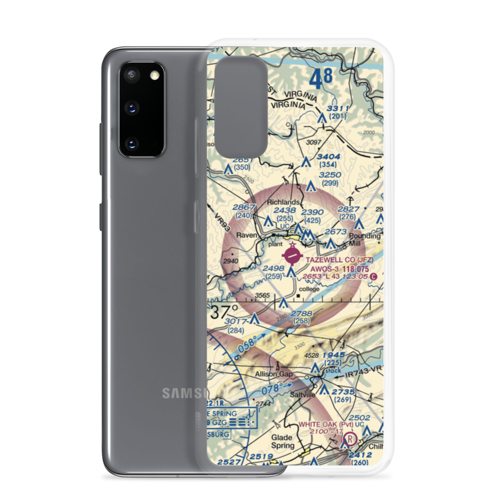 Tazewell County Airport (JFZ) VFR Sectional Samsung Case Samsung Galaxy S20 model shown