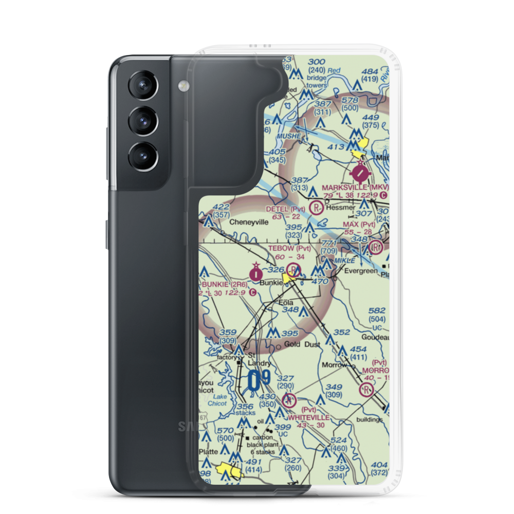 Tebow Airport (LA77) VFR Sectional Samsung Case Samsung Galaxy S21 model shown