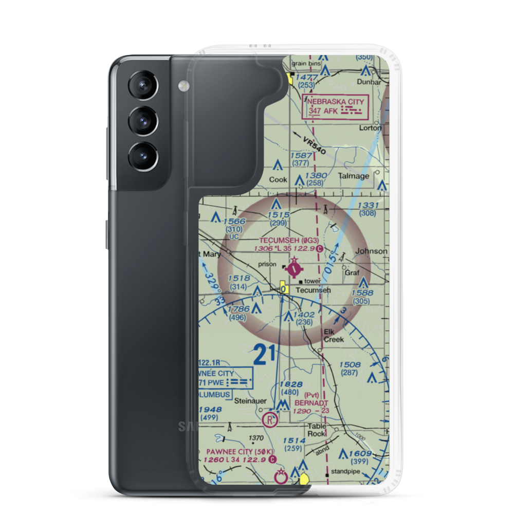 Tecumseh Municipal Airport (0G3) VFR Sectional Samsung Case Samsung Galaxy S21 model shown