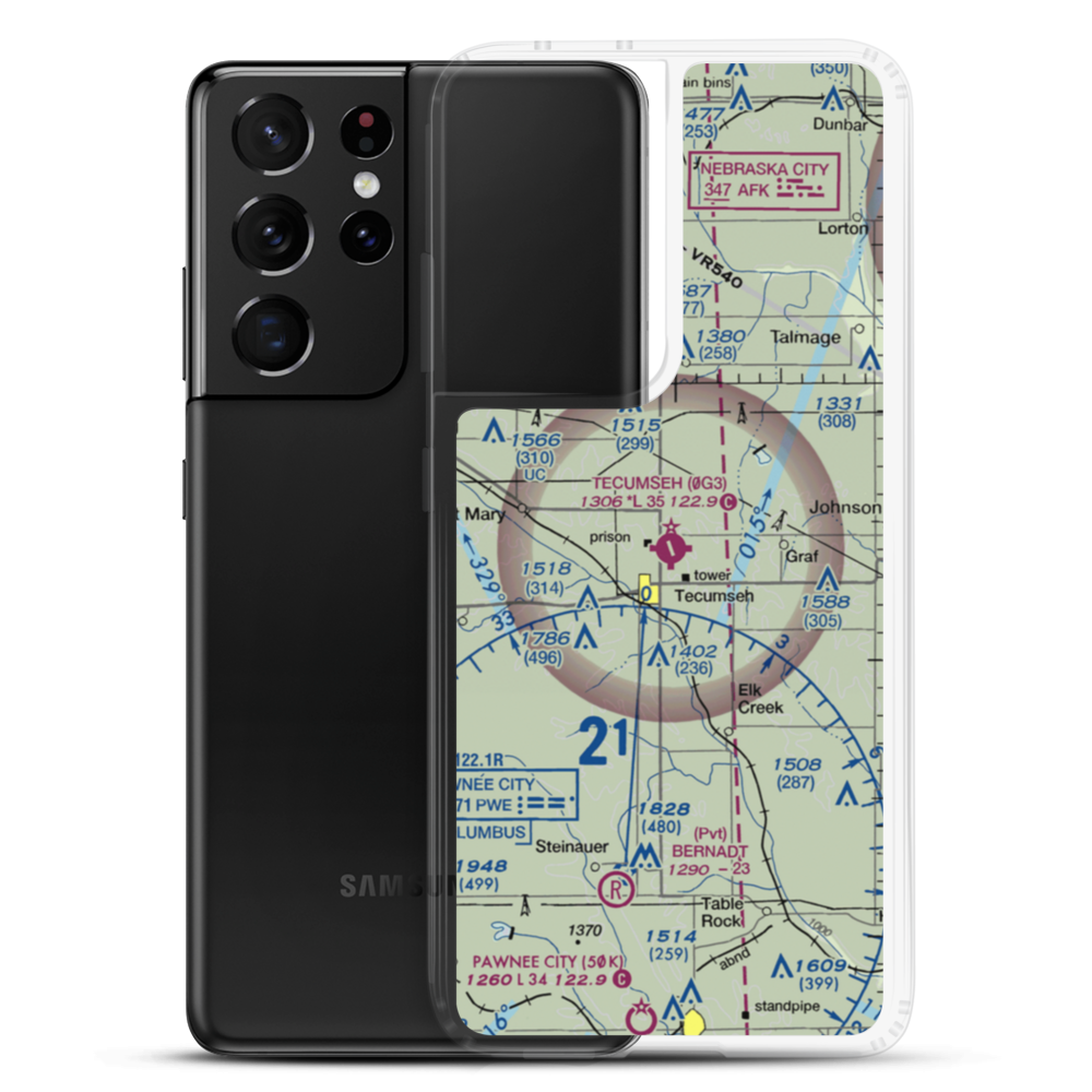 Tecumseh Municipal Airport (0G3) VFR Sectional Samsung Case Samsung Galaxy S21 Ultra model shown