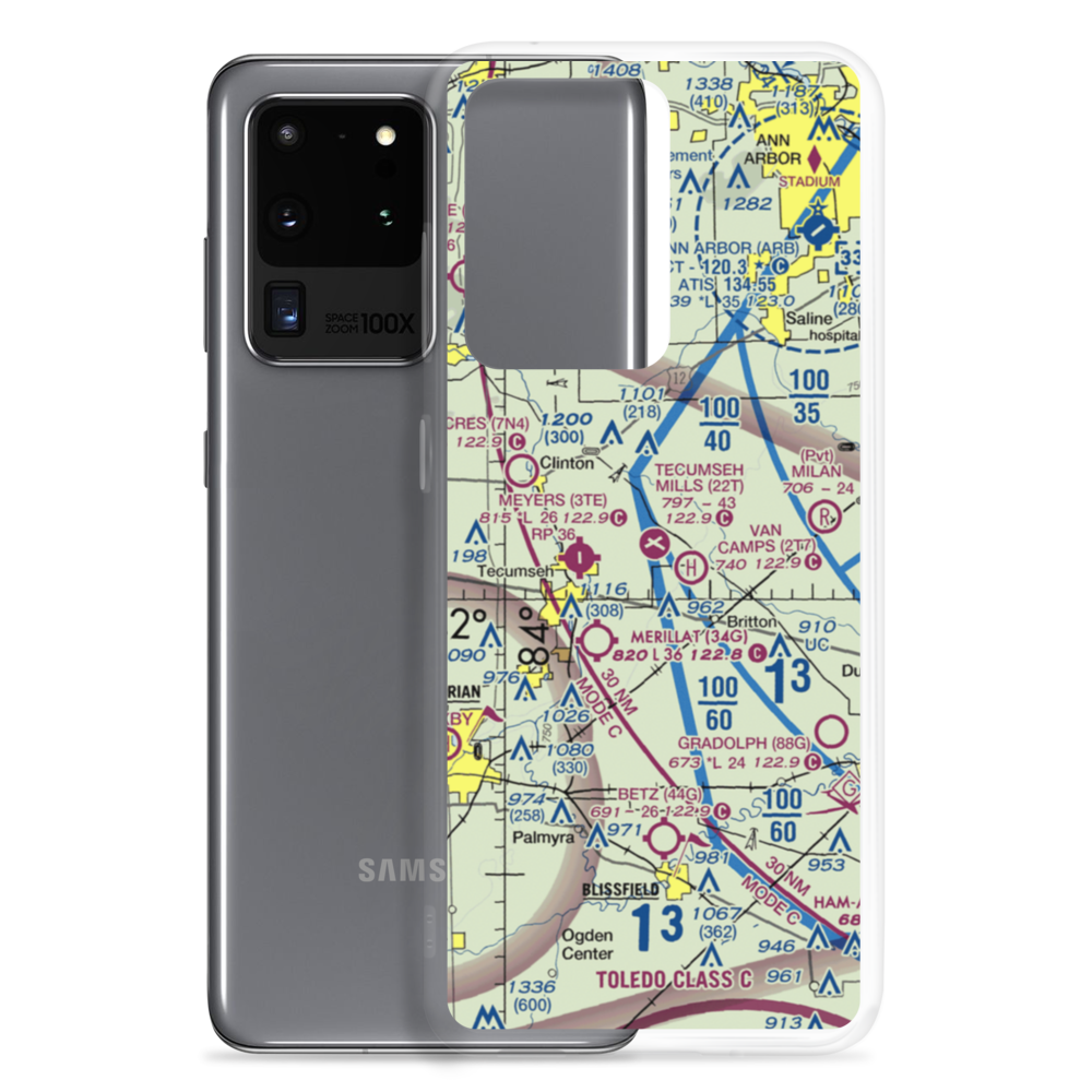 Tecumseh Products Airport (36MI) VFR Sectional Samsung Case Samsung Galaxy S20 Ultra model shown