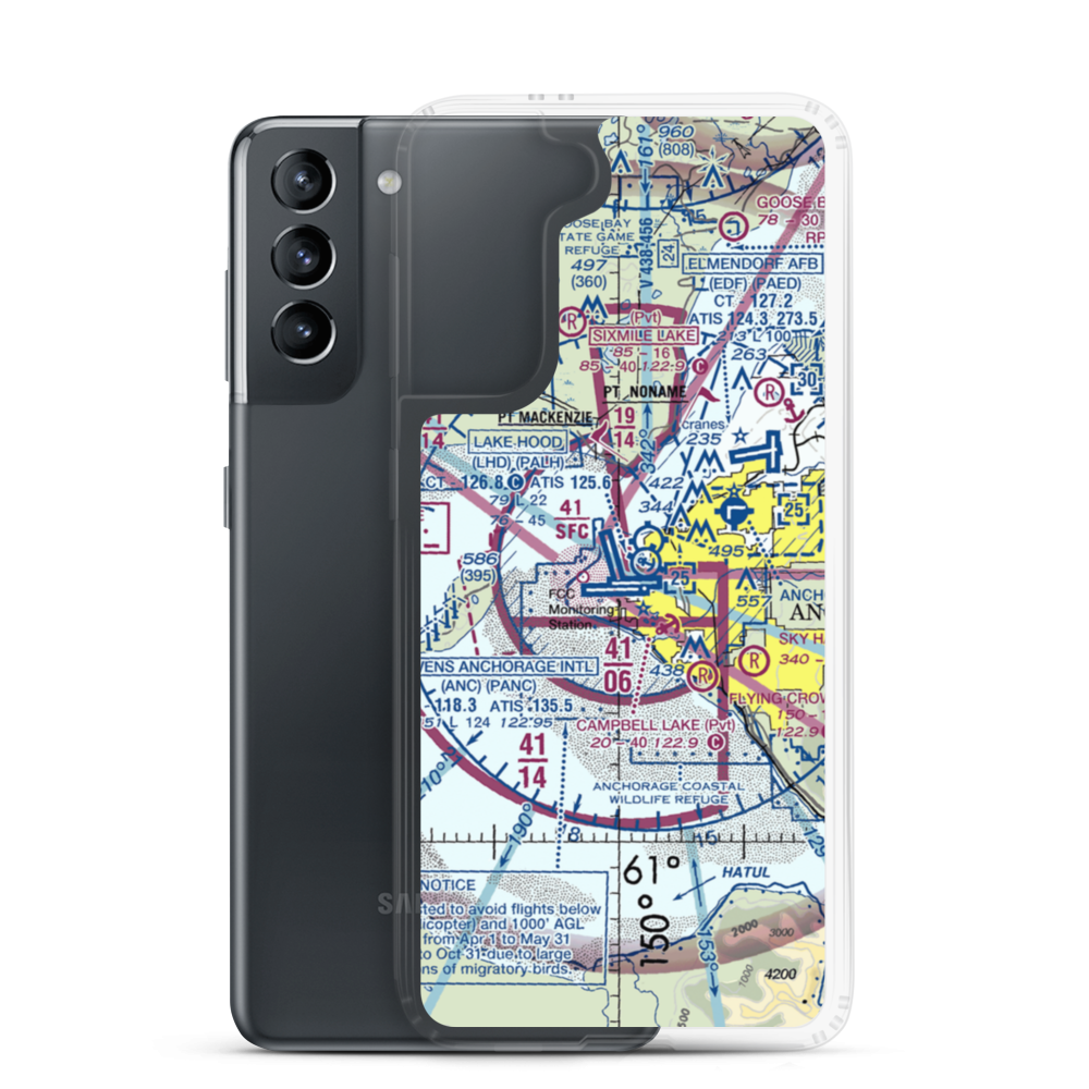 Ted Stevens Anchorage International Airport (ANC) VFR Sectional Samsung Case Samsung Galaxy S21 model shown