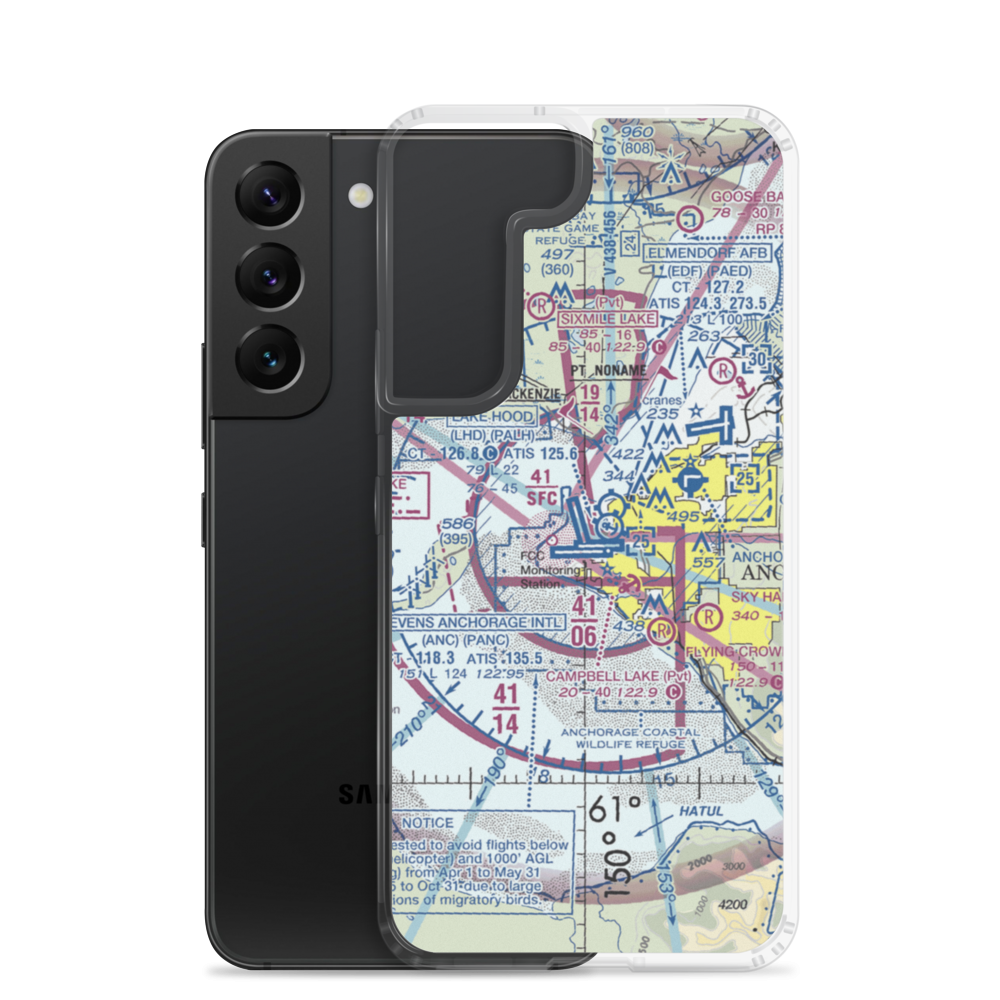 Ted Stevens Anchorage International Airport (ANC) VFR Sectional Samsung Case Samsung Galaxy S22 model shown