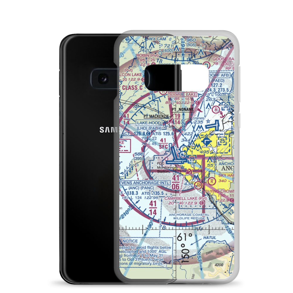 Ted Stevens Anchorage International Airport (ANC) VFR Sectional Samsung Case Samsung Galaxy S10e model shown