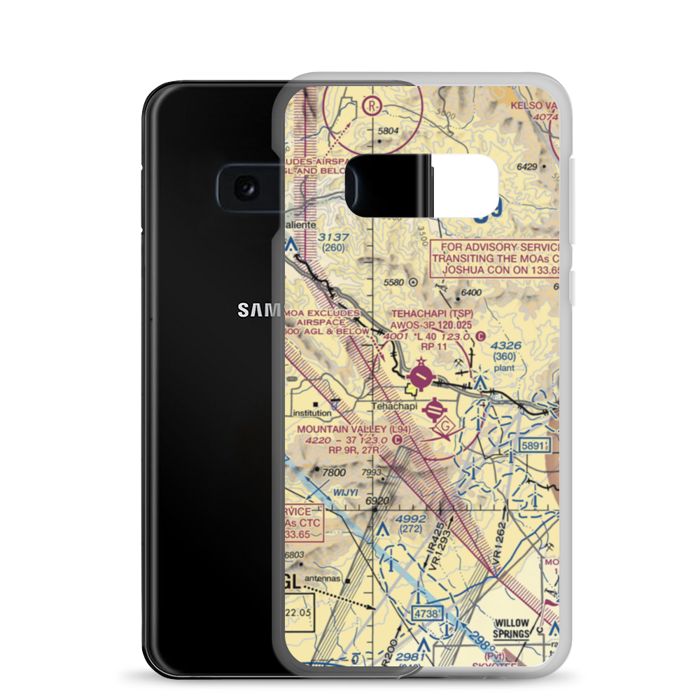 Tehachapi Municipal Airport (TSP) VFR Sectional Samsung Case Samsung Galaxy S10e model shown