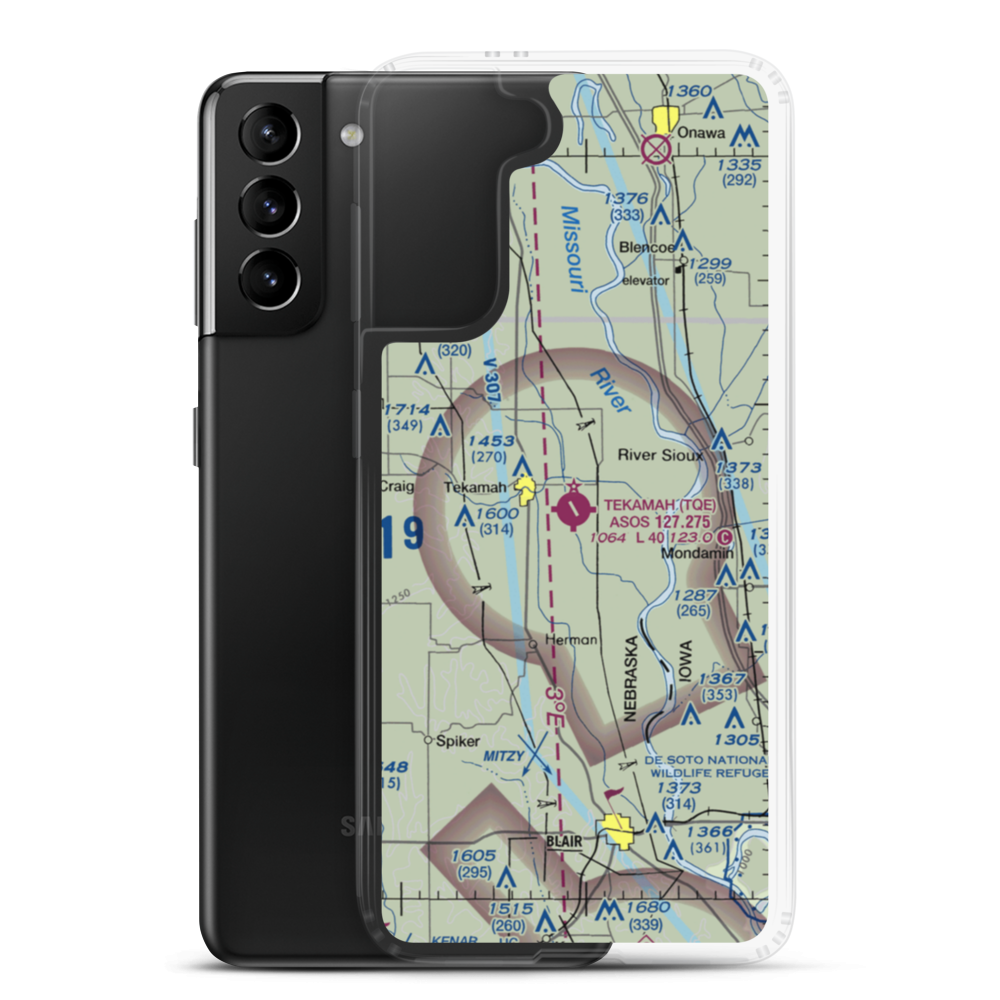 Tekamah Municipal Airport (TQE) VFR Sectional Samsung Case Samsung Galaxy S21 Plus model shown