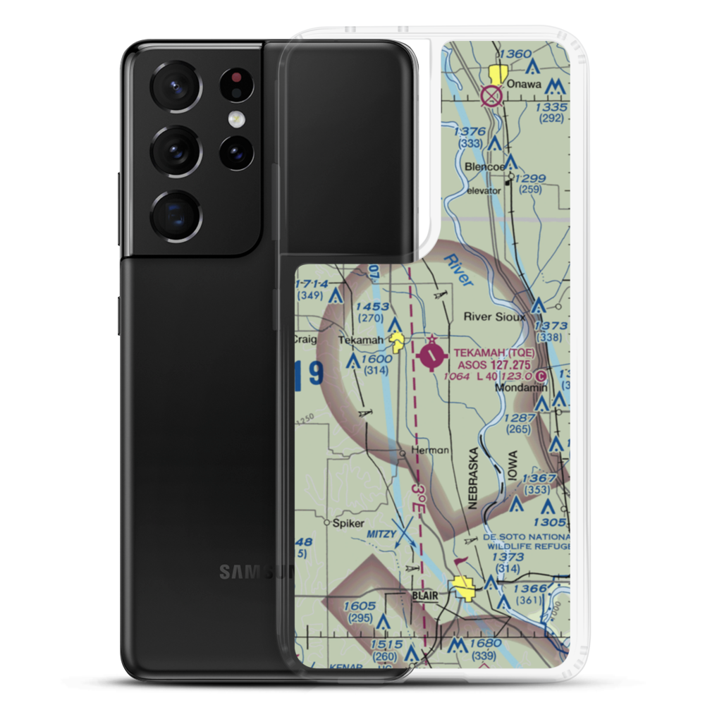 Tekamah Municipal Airport (TQE) VFR Sectional Samsung Case Samsung Galaxy S21 Ultra model shown