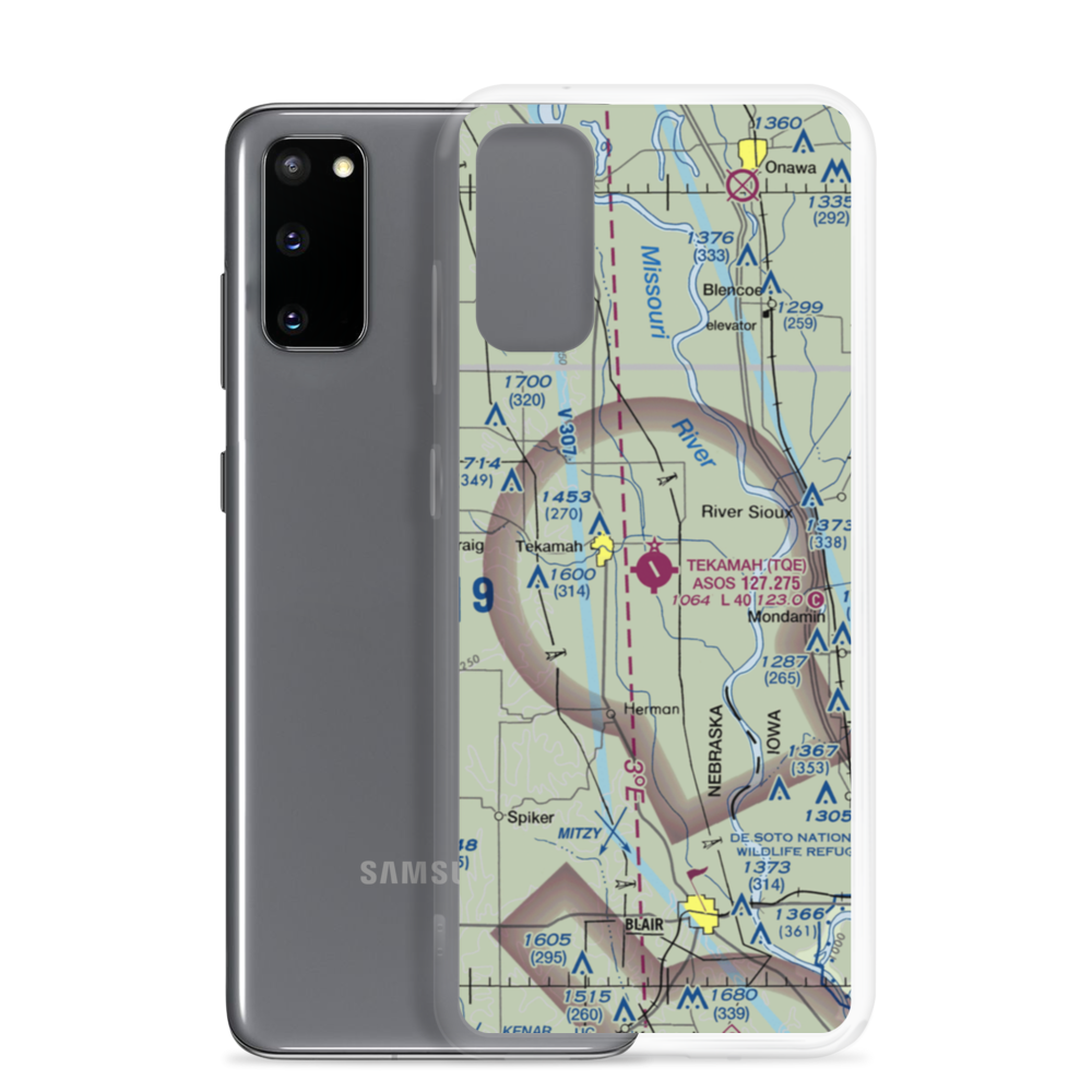 Tekamah Municipal Airport (TQE) VFR Sectional Samsung Case Samsung Galaxy S20 model shown