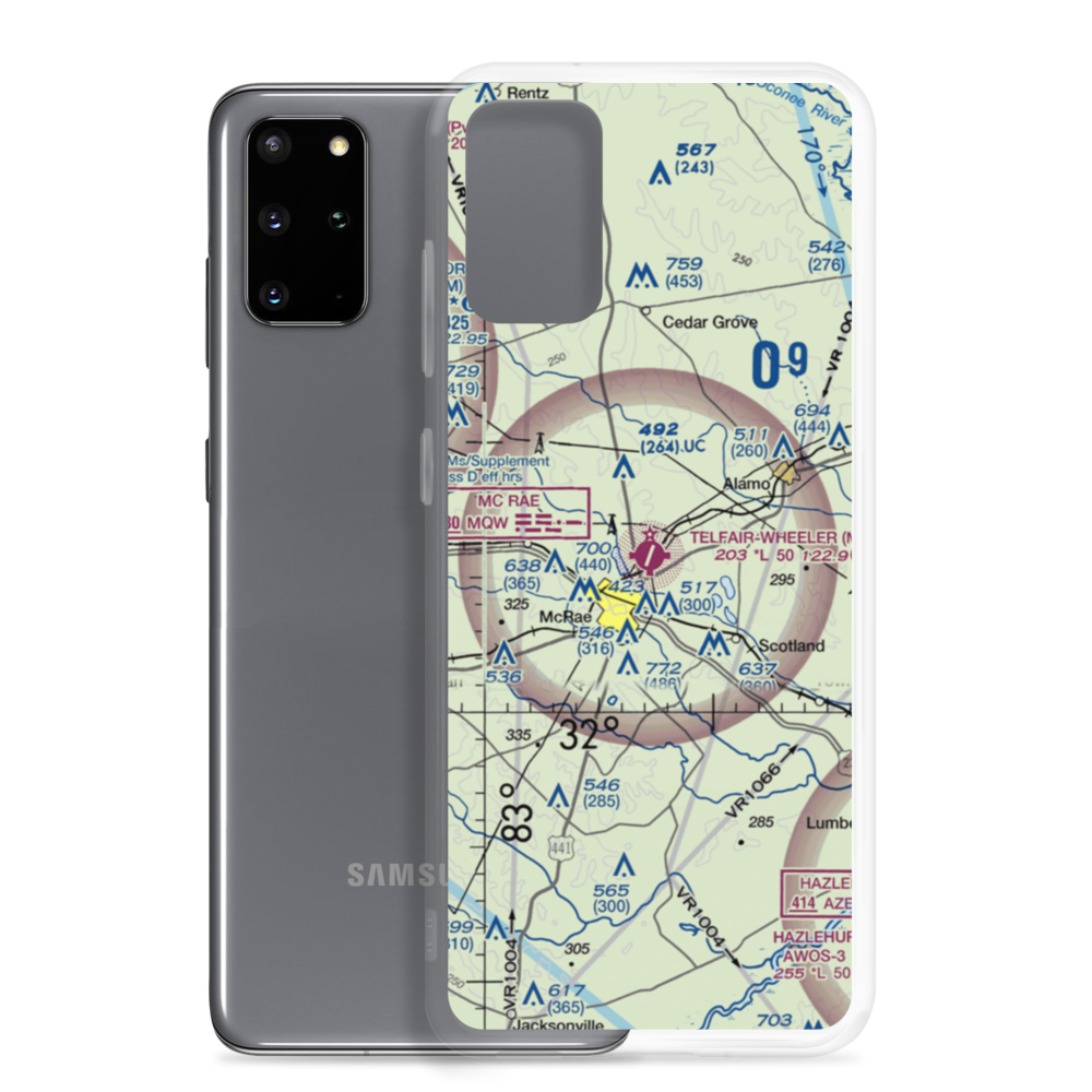 Telfair Wheeler Airport (MQW) VFR Sectional Samsung Case Samsung Galaxy S20 Plus model shown