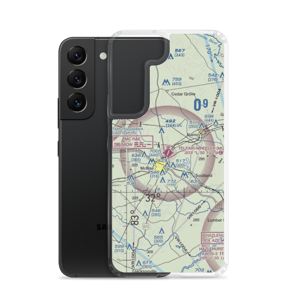 Telfair Wheeler Airport (MQW) VFR Sectional Samsung Case Samsung Galaxy S22 model shown